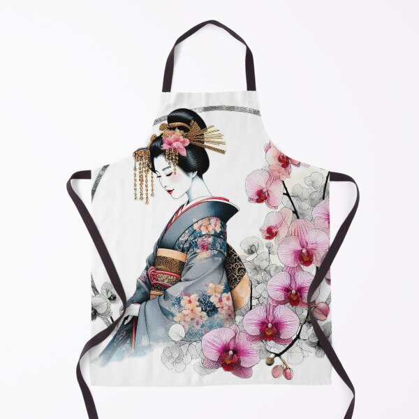 Item preview, Japanese Lady with Orchids designed and sold by Kallak-AI-Art.