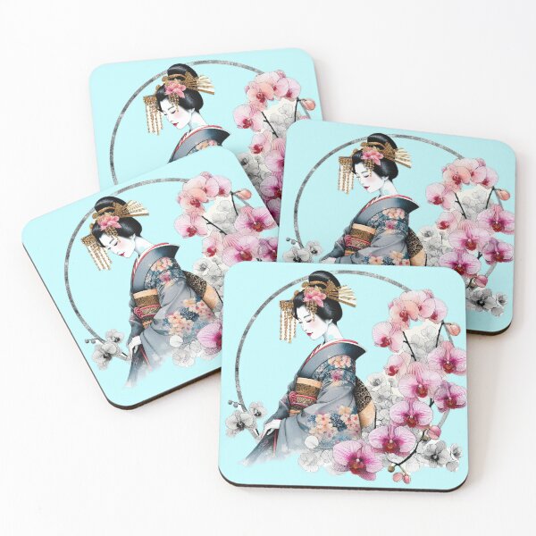 Item preview, Japanese Lady with Orchids designed and sold by Kallak-AI-Art.