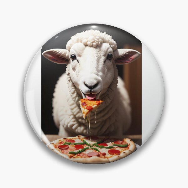 Item preview, Picture of a sheep eating pizza designed and sold by pretty-Designed.