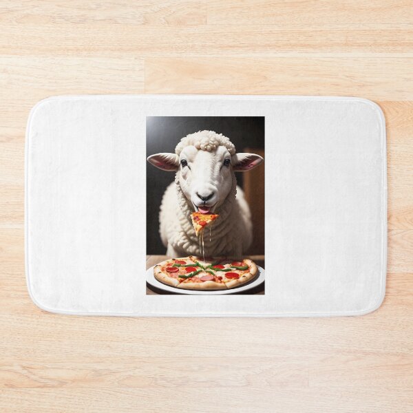 Item preview, Picture of a sheep eating pizza designed and sold by pretty-Designed.