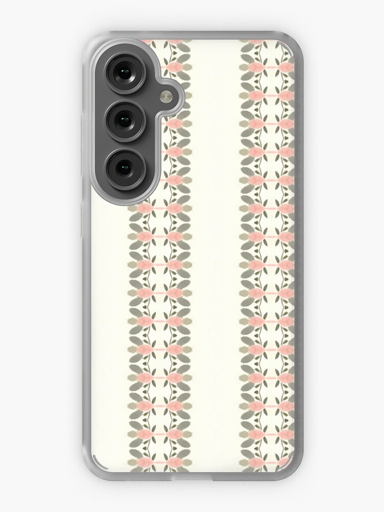 Samsung Galaxy Phone Case, Floral Striped Boho Blush and Sage designed and sold by Triplicate Limited