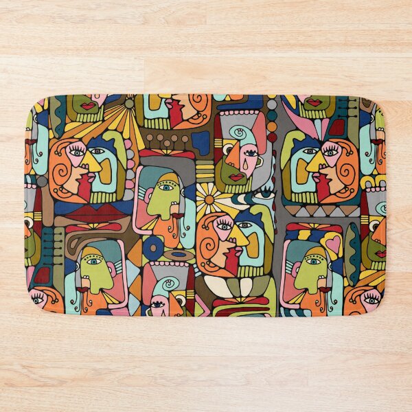 Item preview, Cubist  Style Faces In Mid Century Modern Colors designed and sold by Unhinged Heather.