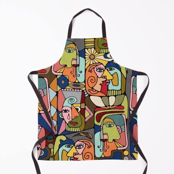 Item preview, Cubist Style Faces In Mid Century Modern Colors designed and sold by Unhinged Heather.