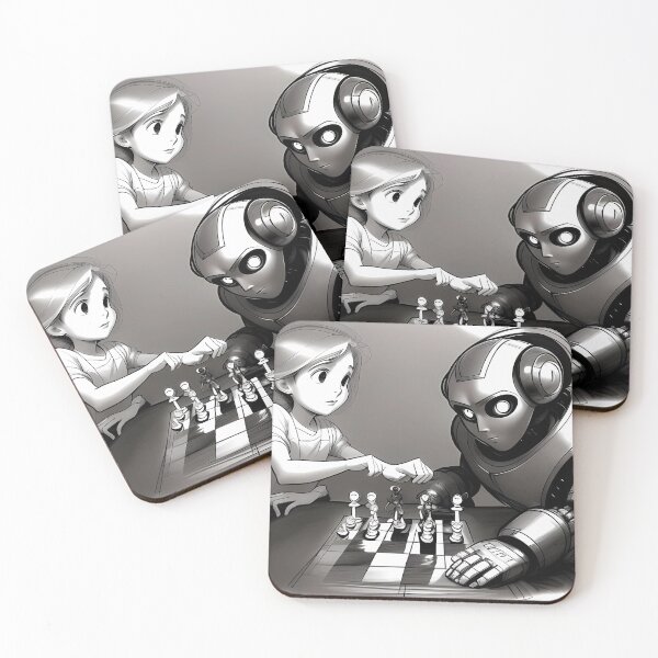Item preview, Girl playing chess with robot designed and sold by pretty-Designed.