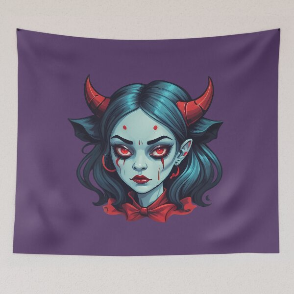 Item preview, Blue and Red Demon Girl Portrait designed and sold by MadnessEnvelope.