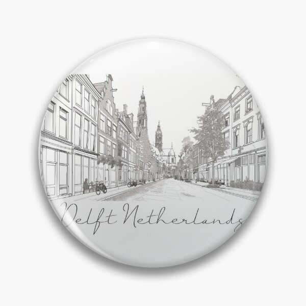 Item preview, Delft Netherlands Cityscape View Line art designed and sold by PrintsByVickson.