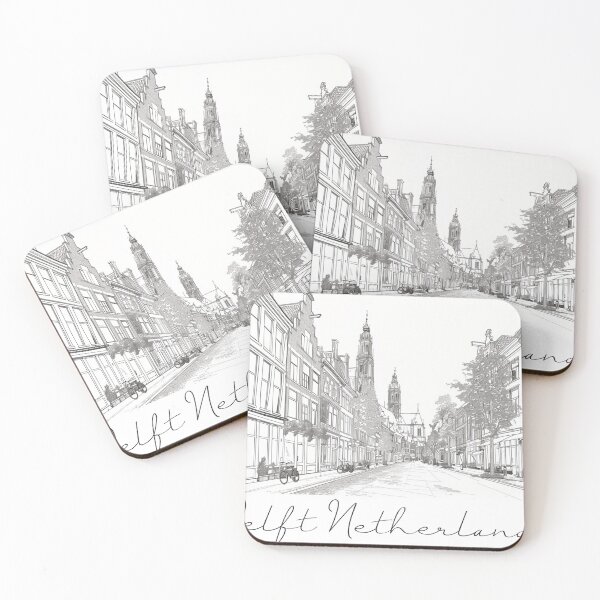 Item preview, Delft Netherlands Cityscape View Line art designed and sold by PrintsByVickson.