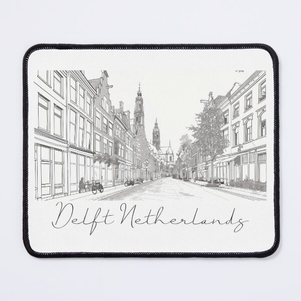 Item preview, Delft Netherlands Cityscape View Line art designed and sold by PrintsByVickson.