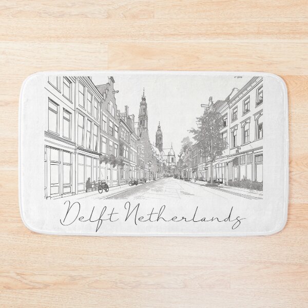 Item preview, Delft Netherlands Cityscape View Line art designed and sold by PrintsByVickson.