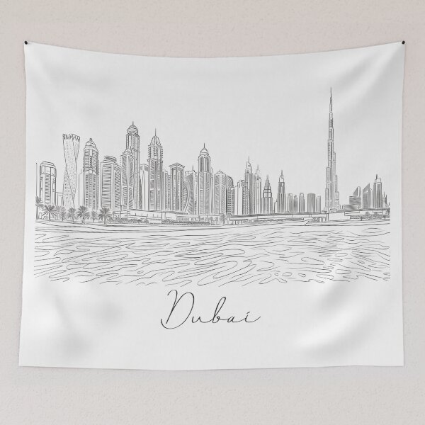 Item preview, Dubai Cityscape View Line art designed and sold by PrintsByVickson.