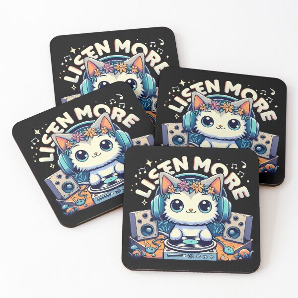 Item preview, Listen More: Adorable DJ Cat Spinning Tunes designed and sold by Designowner.