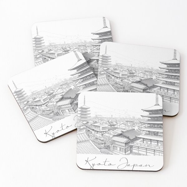 Item preview, Kyoto Japan Cityscape View Line art designed and sold by PrintsByVickson.