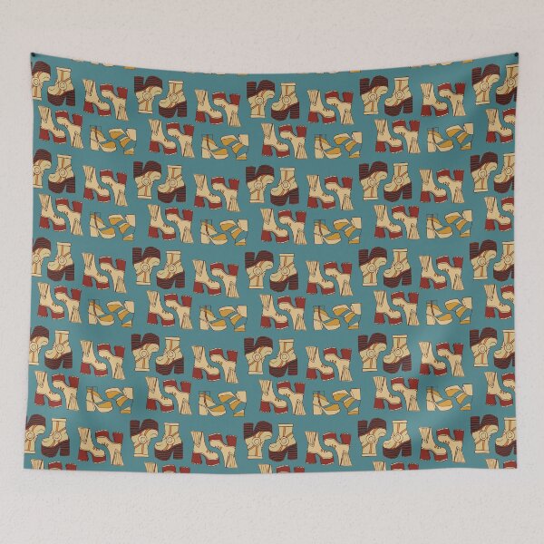 Item preview, Groovy Retro Platform Boots With Vintage Teal Background designed and sold by Nancy Rodriguez.