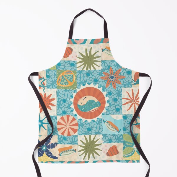 Item preview, Beach Theme Quilt-Like Pattern with Symbols and Geometrics Forms designed and sold by Loving Nature Gifts.