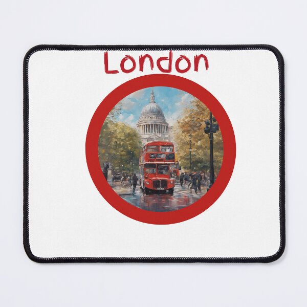 Item preview, Watercolour London autumn scene, fall,  St Paul's, red bus doubledecker designed and sold by Coolparrotgirl.