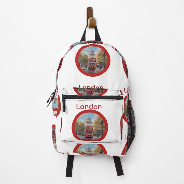 Item preview, Watercolour London autumn scene, fall, St Paul's, red bus doubledecker designed and sold by Coolparrotgirl.