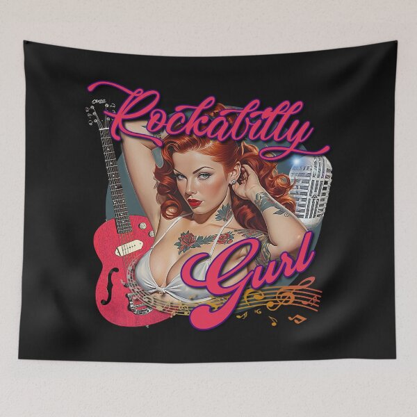 Item preview, Rockabilly Music Pin Up Model Muscle Car Artwork Hot Rod Rockabilly Pin Up Tattoo Model Girl  designed and sold by AGED Limited.