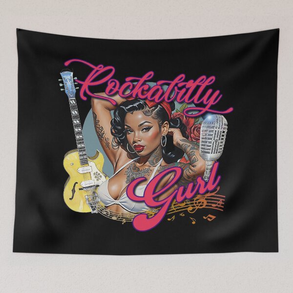 Item preview, Rockabilly Music Pin Up Model Muscle Car Artwork Hot Rod Rockabilly African American Pin Up Tattoo Model Girl  designed and sold by AGED Limited.