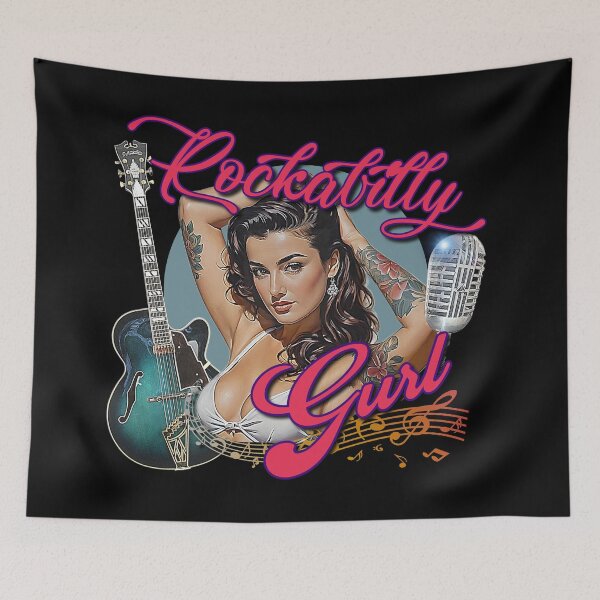 Item preview, Rockabilly Music Pin Up Model Muscle Car Artwork Hot Rod Rockabilly Latina Pin Up Tattoo Model Girl  designed and sold by AGED Limited.