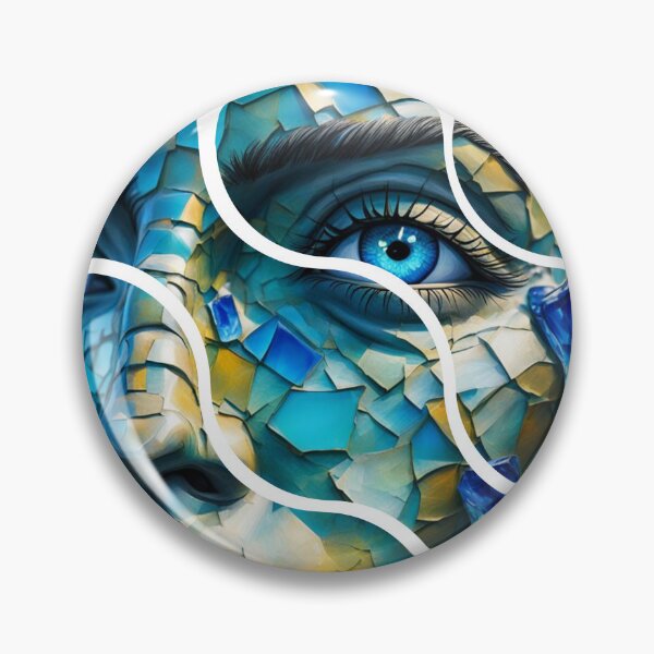 Artikelvorschau, Mosaik aus blauem Glas, Frauengesicht, Brainstorming, abstraktes Kunstwerk, entworfen und verkauft von Coolparrotgirl.