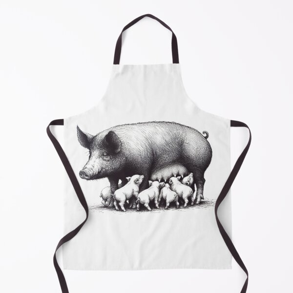Item preview, Pen and ink drawing of cute piglets suckling. designed and sold by EdgyEdgeArt.