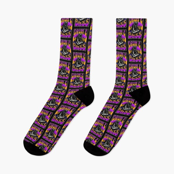 Item preview, DRUM AND BASS  - Psychedelic Cat Dj (Orange/Purple)  designed and sold by Discothreadz.