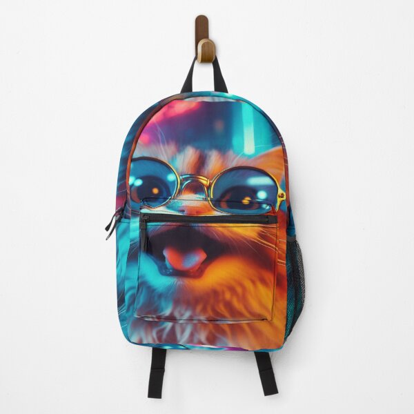 Item preview, Vibrant Neon City Lights Reflecting on a Surprised Cat Wearing Sunglasses - Digital Artwork for Modern Decor designed and sold by Arte-Excellency.