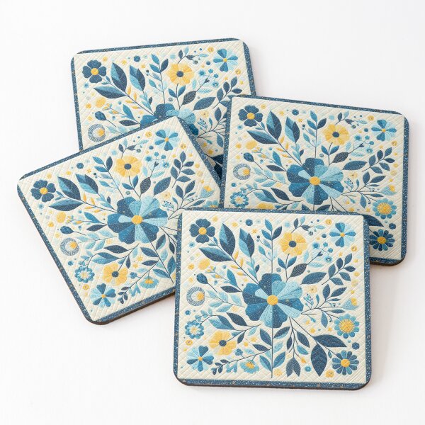 Item preview, Cuadrado de edredón azul y amarillo - Arte conceptual designed and sold by AmberRoseWrites.