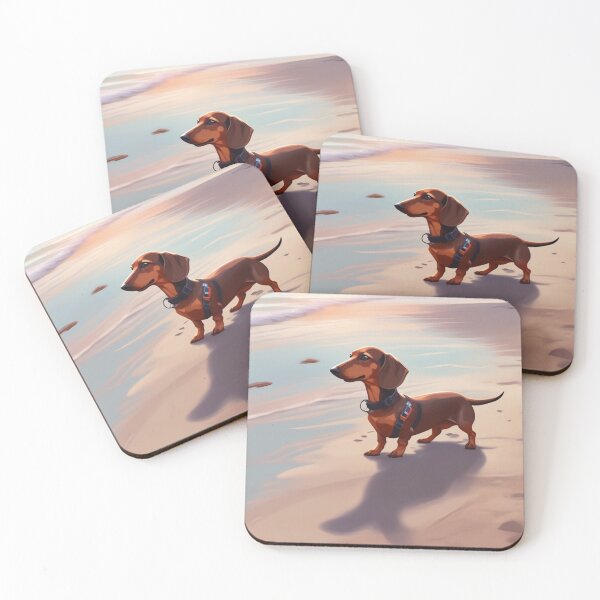 Item preview, teckel/dachshund at the beach designed and sold by JojoInk.