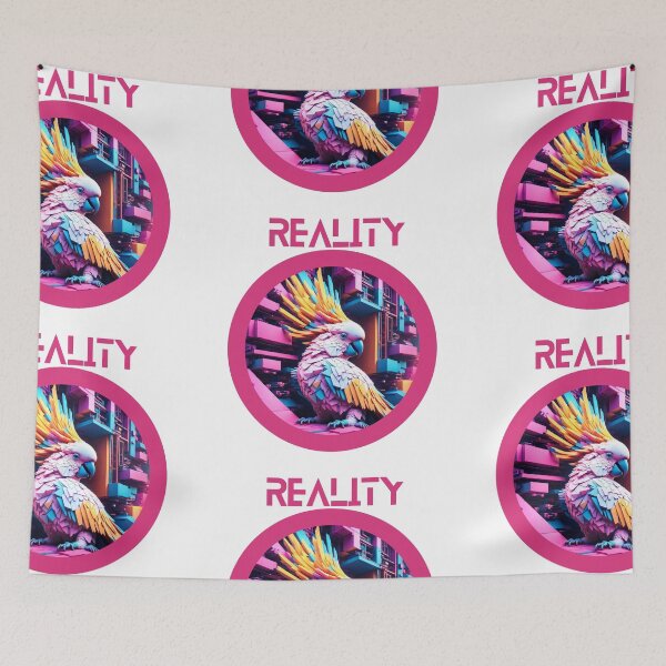 Item preview, Pink Reality parrot neon dark abstract artpiece, reality designed and sold by Coolparrotgirl.