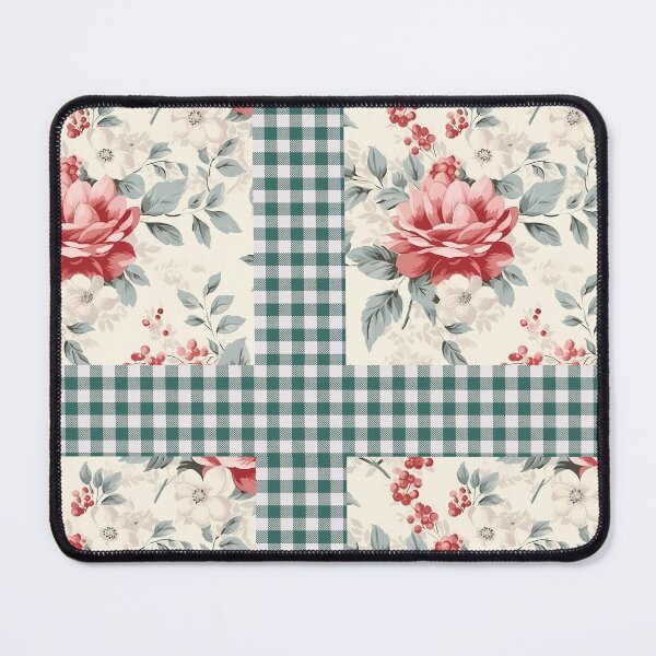 Item preview, Country Style Floral Green Gingham Pattern designed and sold by Hevaweva.