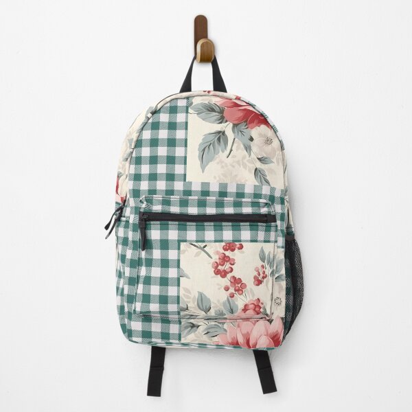 Artikelvorschau, Country Style Floral Green Gingham Pattern entworfen und verkauft von Hevaweva.