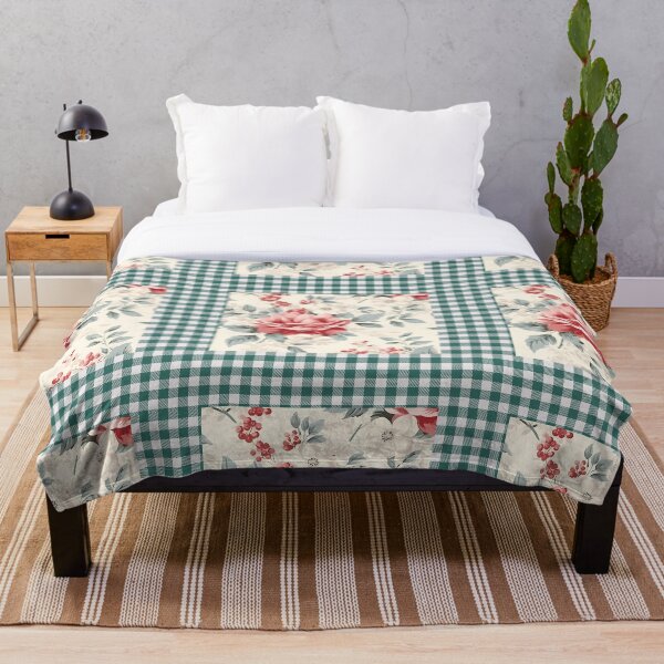 Item preview, Country Style Floral Green Gingham Pattern designed and sold by Hevaweva.