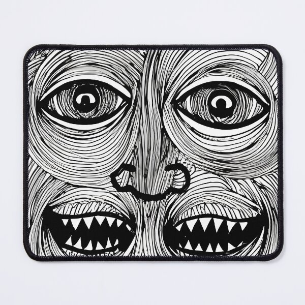 Item preview, scribble-doodle monster face with multiple eyes and mouths overlapping each other.. designed and sold by ArtshirtGroup.
