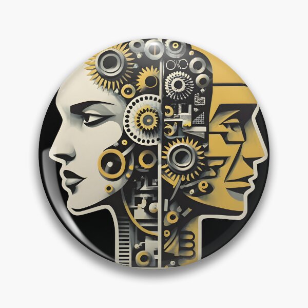 Item preview, Combine elements of human faces with mechanical or robotic parts in a cubist style.sticker, designed and sold by ArtshirtGroup.