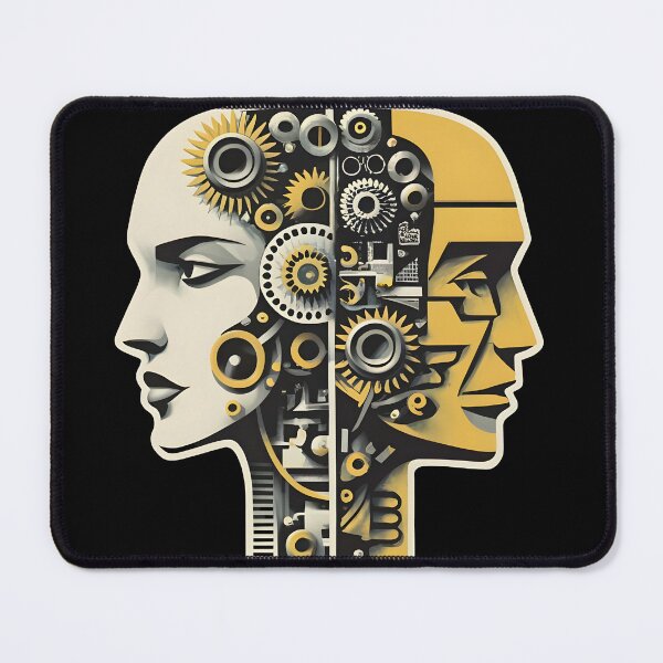 Item preview, Combine elements of human faces with mechanical or robotic parts in a cubist style.sticker, designed and sold by ArtshirtGroup.