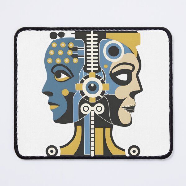 Item preview, Combine elements of human faces with mechanical or robotic parts in a cubist style, sticker designed and sold by ArtshirtGroup.