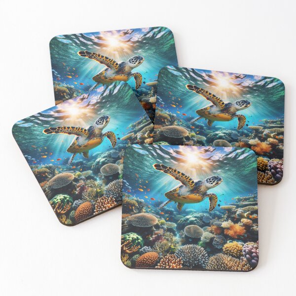Item preview, Hawksbill Sea Turtle - Swimming with Coral Reefs designed and sold by AnalajiaDesigns.