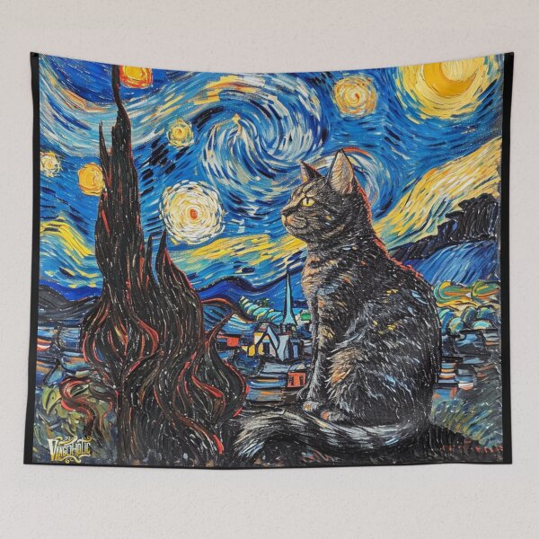 Item preview, Starry night Cat Van gogh Inspired Painting designed and sold by Vangoholic.