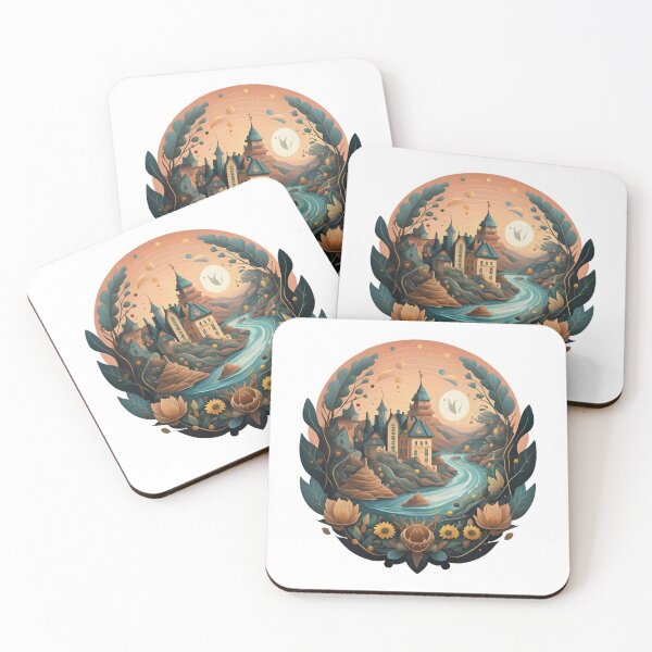 Item preview, fantasy landscape complete, castles, and magical elements. sticker designed and sold by ArtshirtGroup.