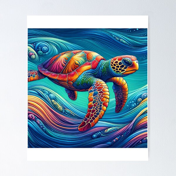 HVEST Sea Turtle Shower Curtain, Colorful Marine Life Sea Turtle