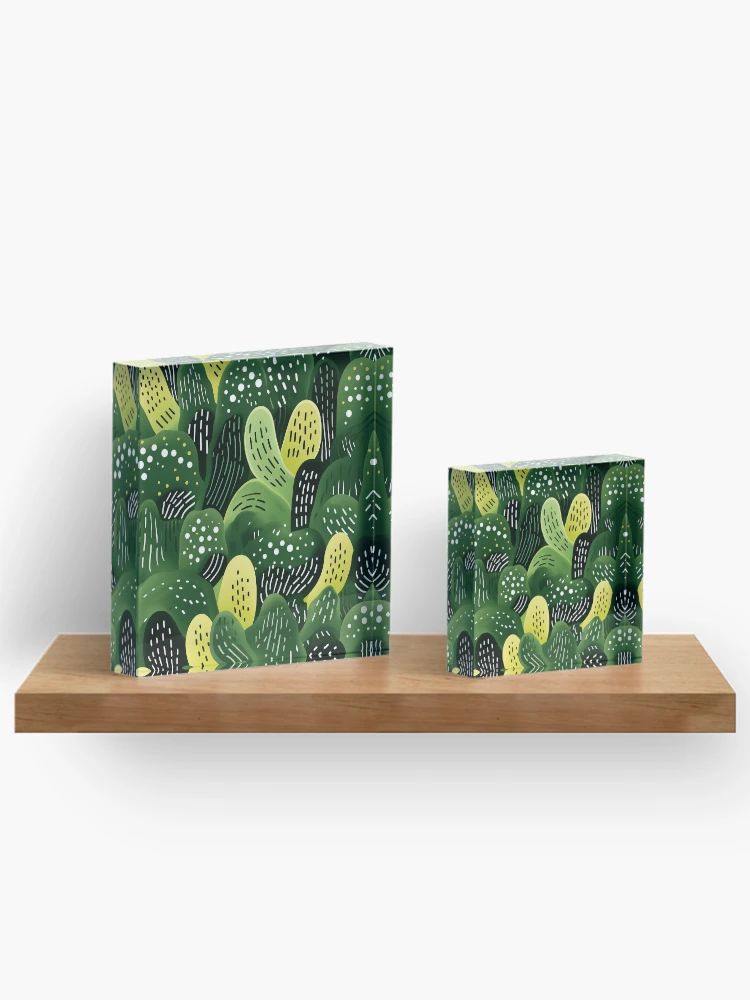 Thumbnail 3 of 5, Acrylic Block, Abstract cactus pattern designed and sold by TrPatternLab.
