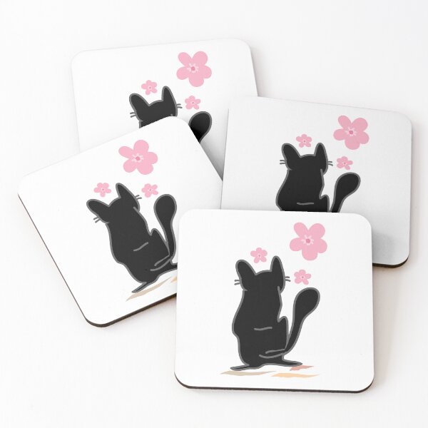 Item preview, Sakura flower cute black cat designed and sold by fluffyfamcraft.