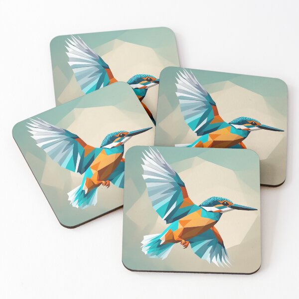 Item preview, Kingfisher Low Poly Bird Art. Kingfisher in Flight designed and sold by kakarikihill.