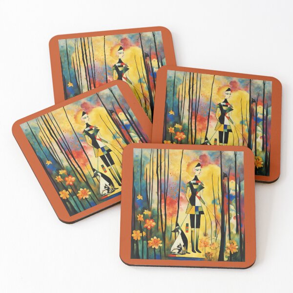 Item preview, Girl with a dog in a mysterious forest. designed and sold by Natalia-Vlad.