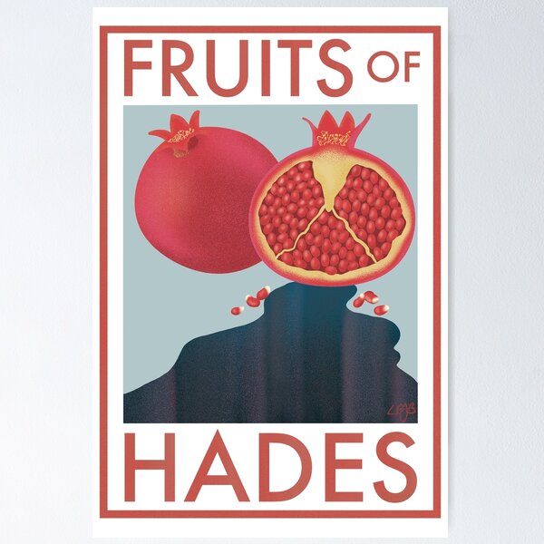 Item preview, Fruits of Hades Ancient Greek Mythology Retro Travel Food poster designed and sold by ClassicsNerds.