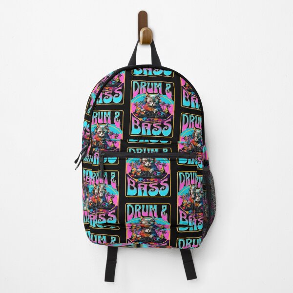 Item preview, DRUM AND BASS - Psychedelic Cat Dj (pink/blue) designed and sold by Discothreadz.
