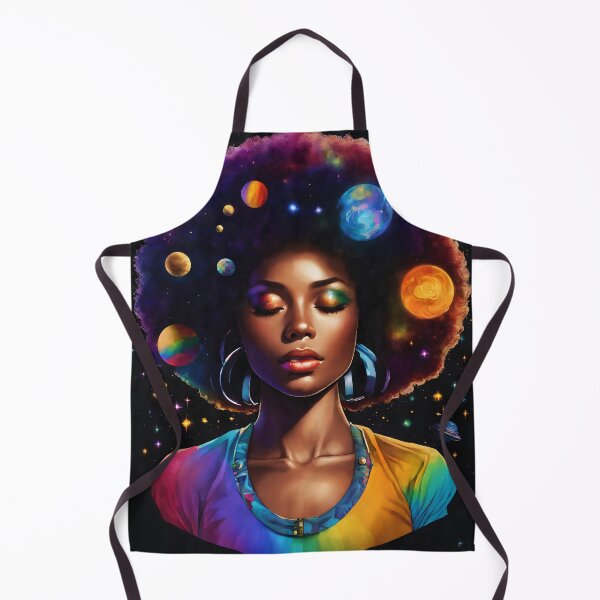 Item preview, AfroWoman Meditating in space with stars and planets in her hair, Black magic designed and sold by Cosmicreations1.