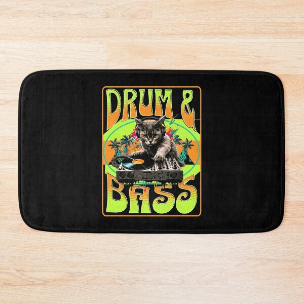 Artikelvorschau, DRUM AND BASS – Psychedelic Cat Dj (Limette/Orange) entworfen und verkauft von Discothreadz.