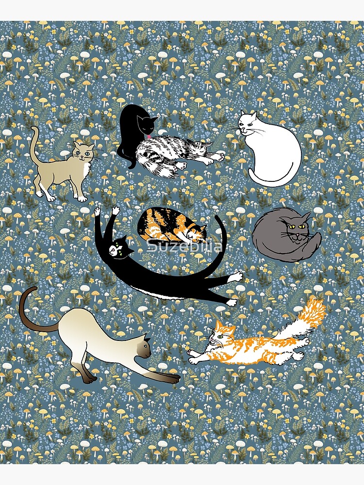 Thumbnail 6 of 6, Apron, Cats Posing in Wildflowers designed and sold by Suzebilia.